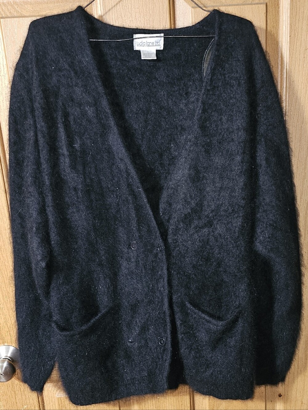 Vintage Lydia Jane Ltd Black Angora Cardigan Sweater Size L